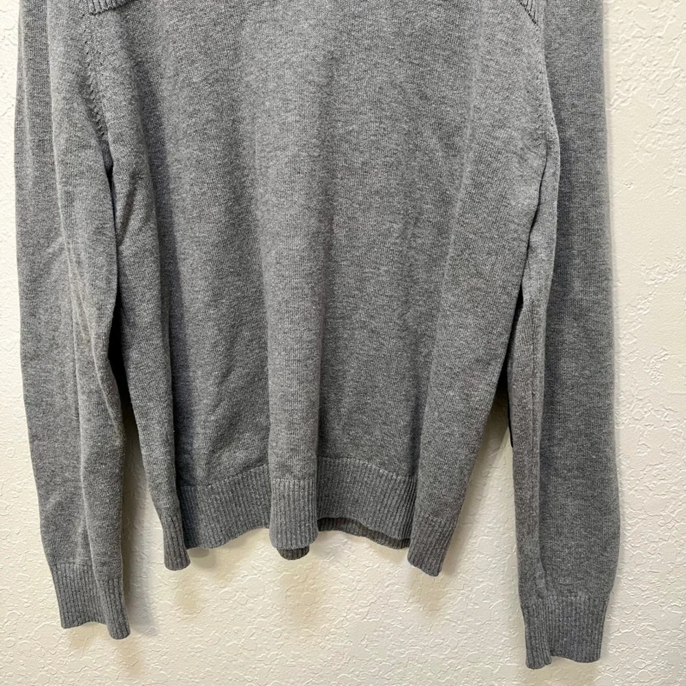Banana Republic Mens Gray Quarter Zip Sweater Elbow Patches Cotton Blend Large